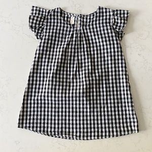 Girls Size 7 Black and White Gingham Tunic Top